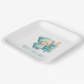 Niedlicher Bär und Weihnachtsbaum Urlaub Pappteller (Gewinkelt)