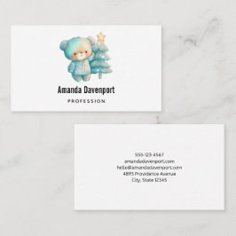 Niedlicher Bär und Weihnachtsbaum Visitenkarte