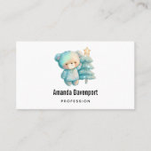 Niedlicher Bär und Weihnachtsbaum Visitenkarte (Vorderseite)