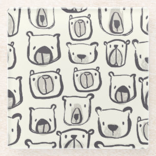 Niedlicher Bär, von Hand gezeichnet nahtloses Must Glasuntersetzer