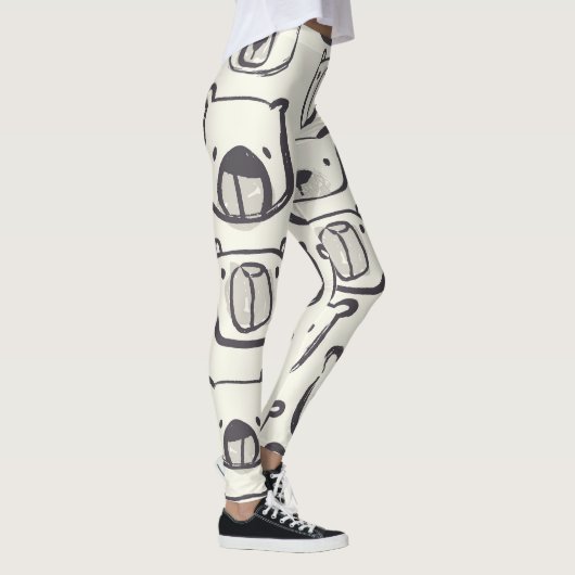 Niedlicher Bär, von Hand gezeichnet nahtloses Must Leggings (Rechts)