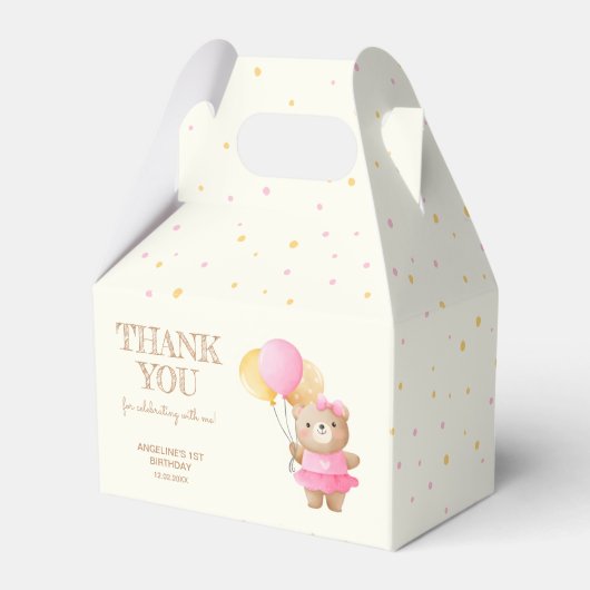 Niedlicher Bärenbalon Geburtstag Geschenkschachtel (Vorderseite)