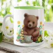 Niedlicher Bärenbläserbär y Good Vibes Zweifarbige Tasse