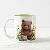 Niedlicher Bärenbläserbär y Good Vibes Zweifarbige Tasse (Links)