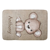 Niedlicher Bärenburlap Rustikaler Name Wasserfarbe Badematte (Vorderseite)