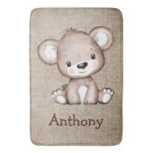 Niedlicher Bärenburlap Rustikaler Name Wasserfarbe Badematte (Vorderseite Vertikal)