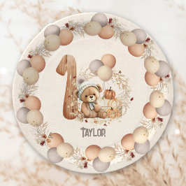 Niedlicher Bärenfall Bear 1. Geburtstag Teller