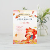 Niedlicher Bärenfall Herbst Kinderdusche Einladung (Stehend Vorderseite)