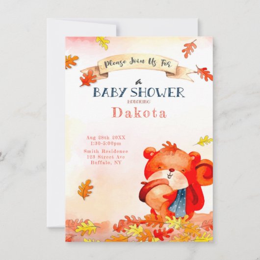 Niedlicher Bärenfall Herbst Kinderdusche Einladung (Vorderseite)