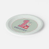 Niedlicher Bärengeburt zum ersten Mal mit Tellern  Pappteller (Schrägansicht)