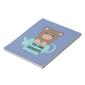 Niedlicher Bärengedanken in Hübschem Blau Notizblock (Rotiert)