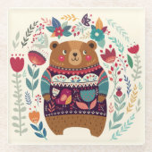 Niedlicher Bärenglas-Untersetzer Glasuntersetzer (Vorderseite)