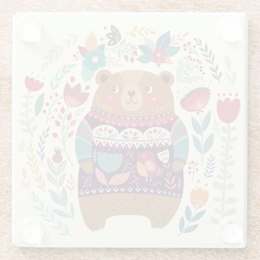 Niedlicher Bärenglas-Untersetzer Glasuntersetzer (Rückseite)
