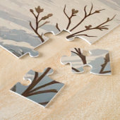 Niedlicher Bärenholz Bunny Nah Weihnachtsbaum Puzzle (Seite)