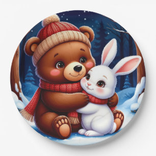 Niedlicher Bärenholz Pappteller