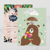 Niedlicher Bärenkalender Postkarte (Vorne/Hinten)