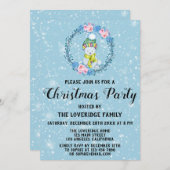 Niedlicher Bärenkrez Weihnachtsfeiertag Party Blau Einladung (Vorne/Hinten)