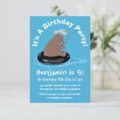 Niedlicher Bärenkuchen Cartoon Geburtstag Einladung (Stehend Vorderseite)