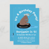 Niedlicher Bärenkuchen Cartoon Geburtstag Einladung (Vorne/Hinten)