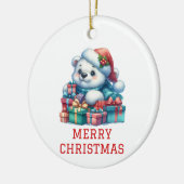 Niedlicher Bärenkuchen Weihnachten Keramik Ornament (Links)