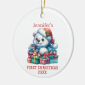 Niedlicher Bärenkuchen Weihnachten Keramik Ornament (Links)