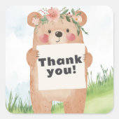 Niedlicher Bärenname oder -nachricht Quadratischer Aufkleber (Vorderseite)