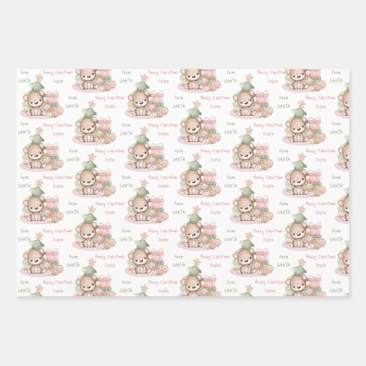 Niedlicher Bärenname Weihnachtswrapping Paper Shee Geschenkpapier Set (Vorderseite)