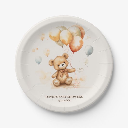 Niedlicher Bärenneutraler Pappteller (Vorderseite)