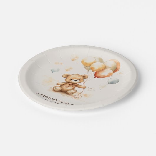 Niedlicher Bärenneutraler Pappteller (Schrägansicht)