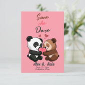Niedlicher Bärenpenguin Hochzeit speichern Sie das Save The Date (Stehend Vorderseite)