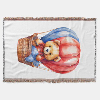Niedlicher Bärenritt in einem Heißluftballon Decke