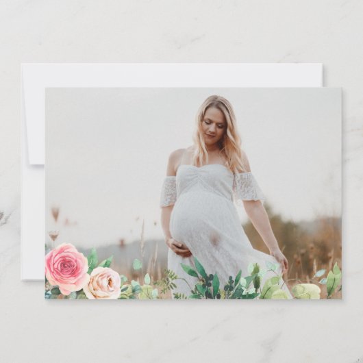 Niedlicher Bärenrot Rosa Blütenmädchen Kinderdusch Einladung (Rückseite)