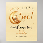 Niedlicher Bärenschlaf auf dem Mond 1. Geburtstag Poster (Vorne)