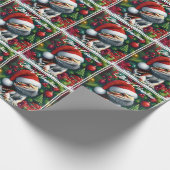 Niedlicher Bartdrache und Weihnachtsmannmütze Geschenkpapier (Ecke)