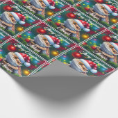 Niedlicher Bartdrache und Weihnachtsmannmütze Geschenkpapier (Ecke)