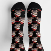 Niedlicher Bartdrache und Weihnachtsmannmütze Schw Socken (Oben)