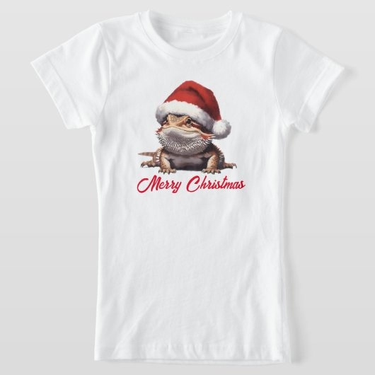 Niedlicher Bartdrache und Weihnachtsmannmütze T-Shirt (Ablage )