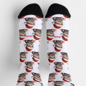 Niedlicher Bartdrache und Weihnachtsmannmütze Weiß Socken (Oben)