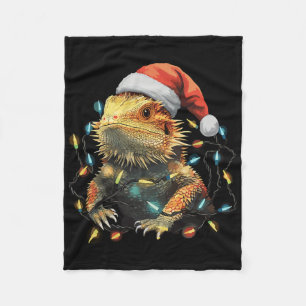 Niedlicher Bartdrache Weihnachtsbeleuchtung Weihna Fleecedecke
