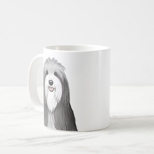 Niedlicher Bartkarikaturenhund Kaffeetasse (Vorderseite Links)
