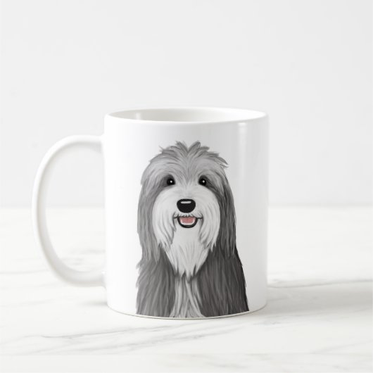 Niedlicher Bartkarikaturenhund Kaffeetasse (Links)