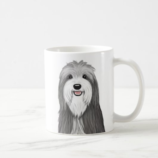 Niedlicher Bartkarikaturenhund Kaffeetasse (Rechts)