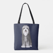 Niedlicher Bartkarikaturenhund Tasche (Rückseite)