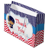 Niedlicher Baseball-Afrikanischer Junge Geburtstag Große Geschenktüte (Vorderseite Schrägansicht)