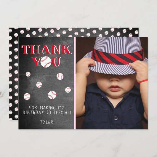 Niedlicher Baseball-Ball-Ball-Skateboard Sport Geb Dankeskarte (Vorne/Hinten)