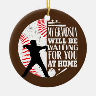 Niedlicher Baseball-Catcher Oma Opa Grandson Keramik Ornament
