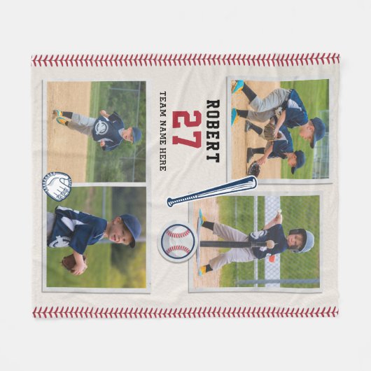 Niedlicher Baseball Fan Personalisiert Sport Fleecedecke (Vorderseite (Horizontal))