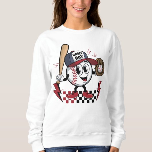 Niedlicher Baseball-Sporttag Sweatshirt (Vorderseite)