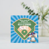 Niedlicher Baseball Welpenhund 1. Geburtstag Einladung (Stehend Vorderseite)