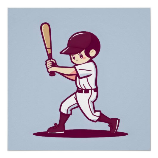 niedlicher Baseballspieler Poster (Vorderseite)